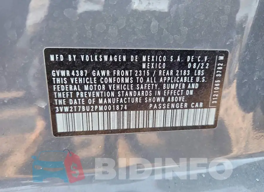 3VW2T7BU2PM001874 Photo# 12