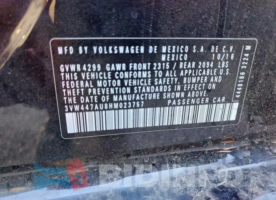 3VW447AU8HM023757 Photo# 13