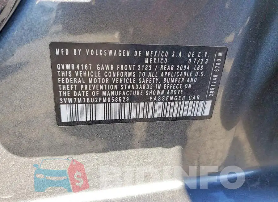 3VW7M7BU2PM058529 Photo# 12