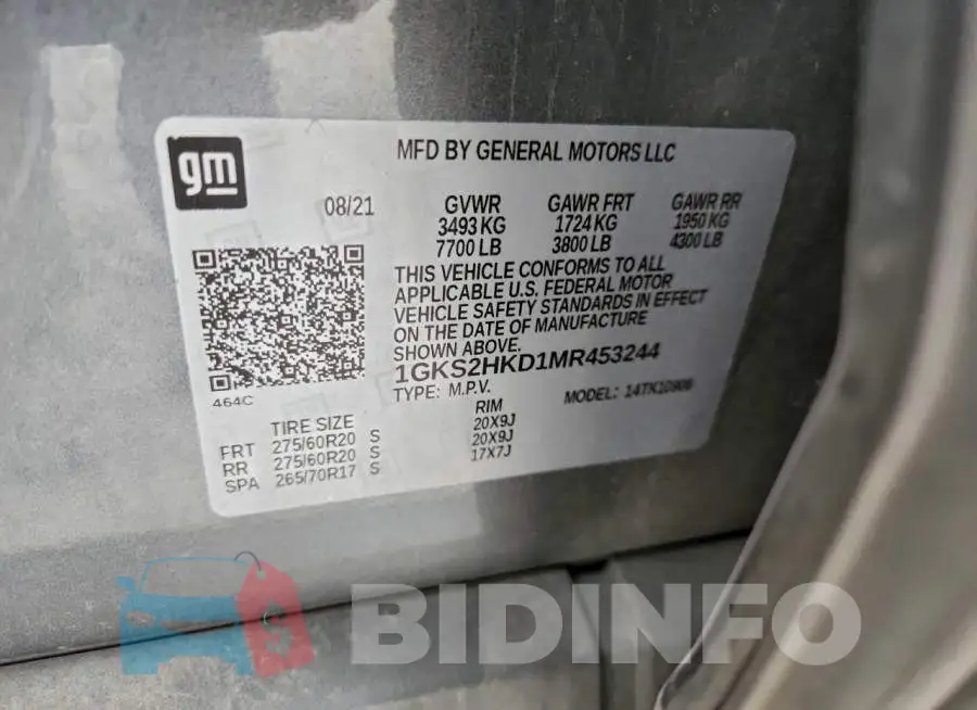 1GKS2HKD1MR453244 Photo# 13