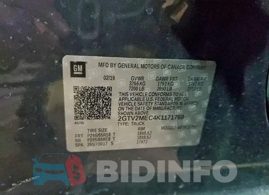 2GTV2MEC4K1171769 Photo# 12