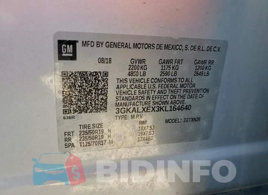 3GKALXEX3KL164640 Photo# 13