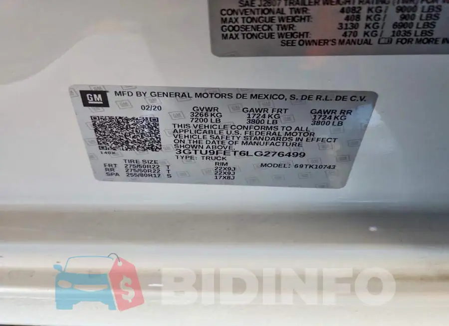 3GTU9FET6LG276499 Photo# 12