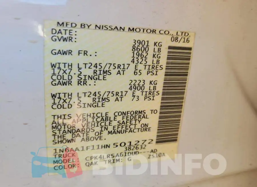 1N6AA1F11HN501272 Photo# 12