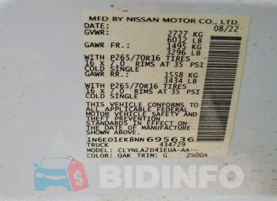 1N6ED1EK8NN695636 Photo# 13
