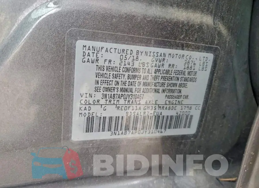 3N1AB7AP0JY310467 Photo# 12