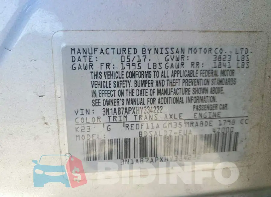 3N1AB7APXHY334222 Photo# 12