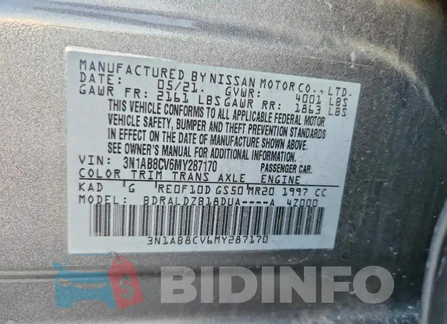 3N1AB8CV6MY287170 Photo# 13