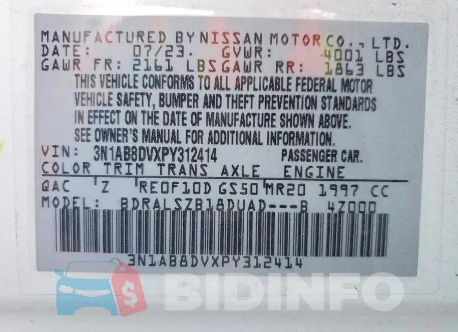 3N1AB8DVXPY312414 Photo# 11