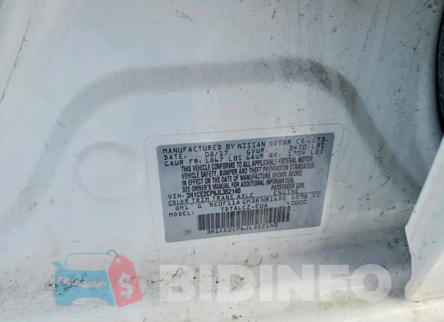 3N1CE2CP6JL352140 Photo# 13