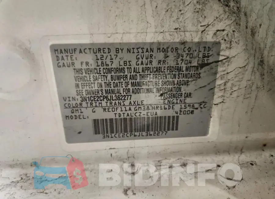 3N1CE2CP6JL362277 Photo# 12