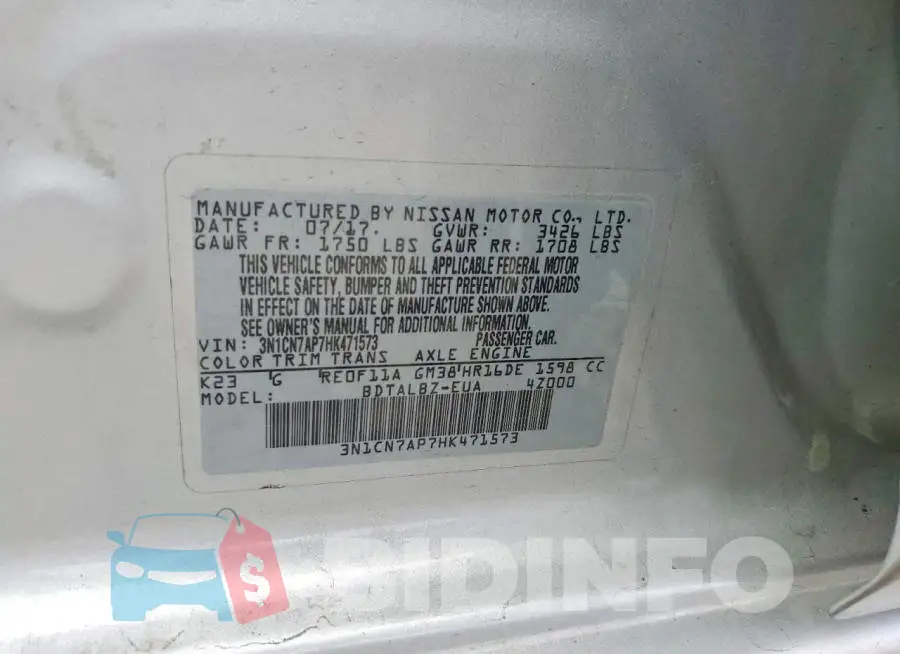 3N1CN7AP7HK471573 Photo# 12