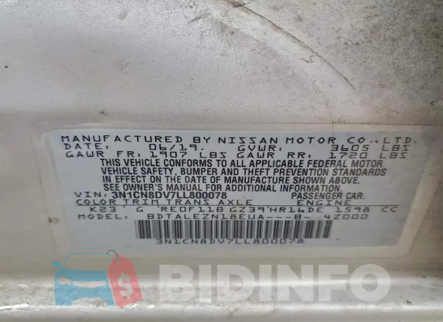 3N1CN8DV7LL800078 Photo# 12