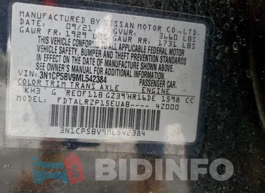 3N1CP5BV9ML542384 Photo# 12