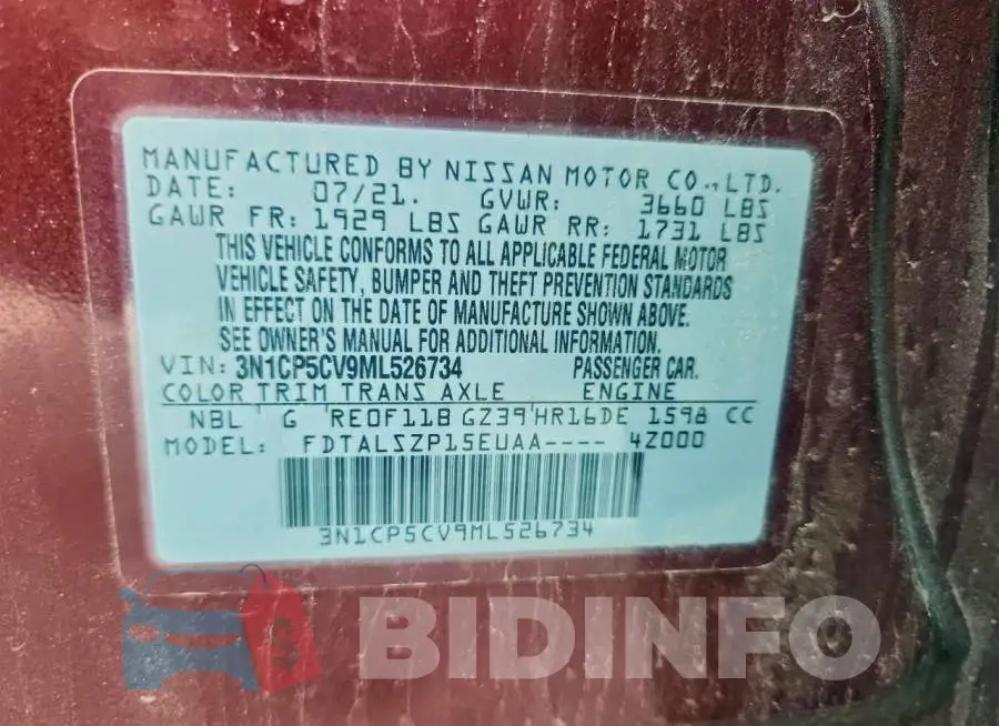 3N1CP5CV9ML526734 Photo# 13