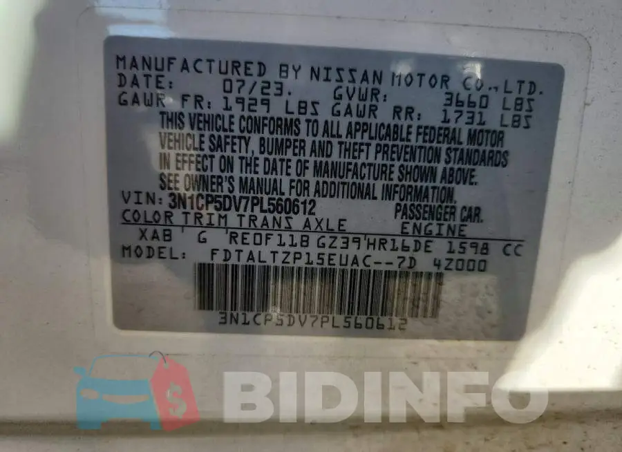 3N1CP5DV7PL560612 Photo# 13