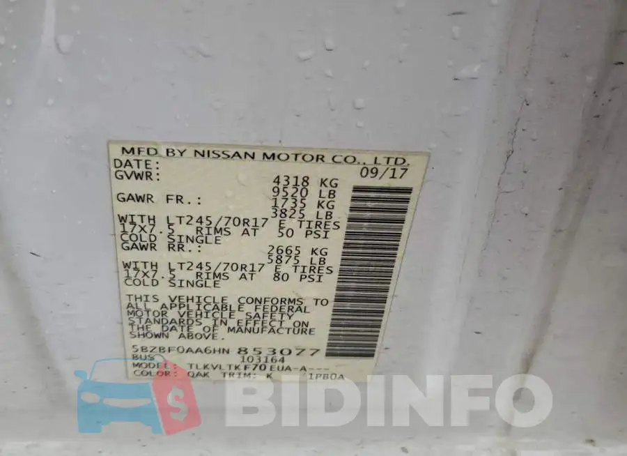 5BZBF0AA6HN853077 Photo# 13