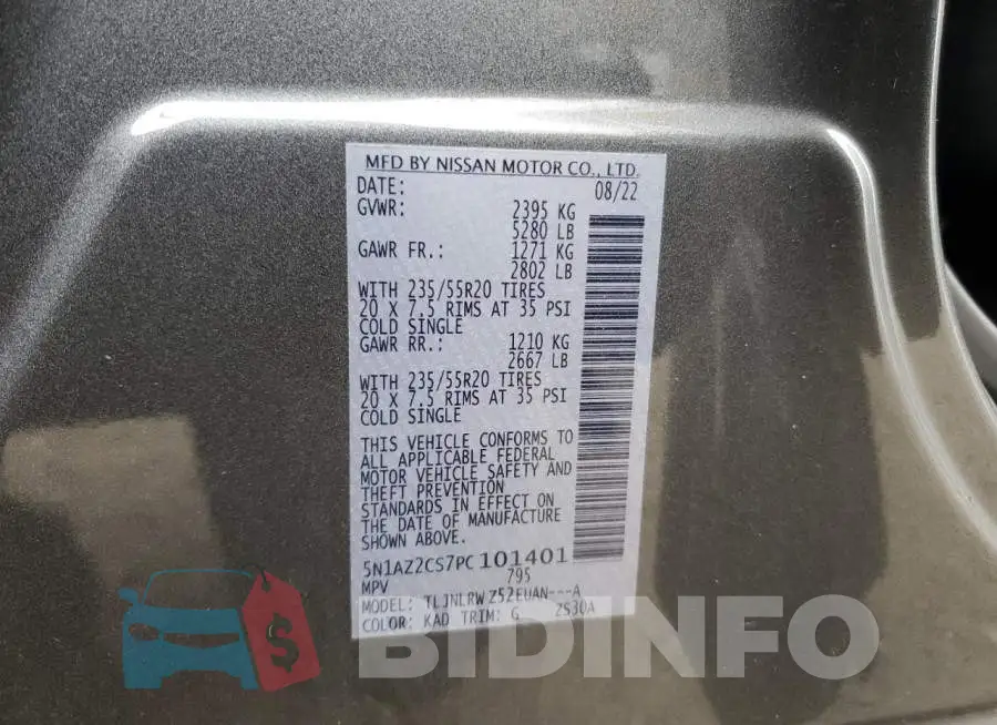 5N1AZ2CS7PC101401 Photo# 13