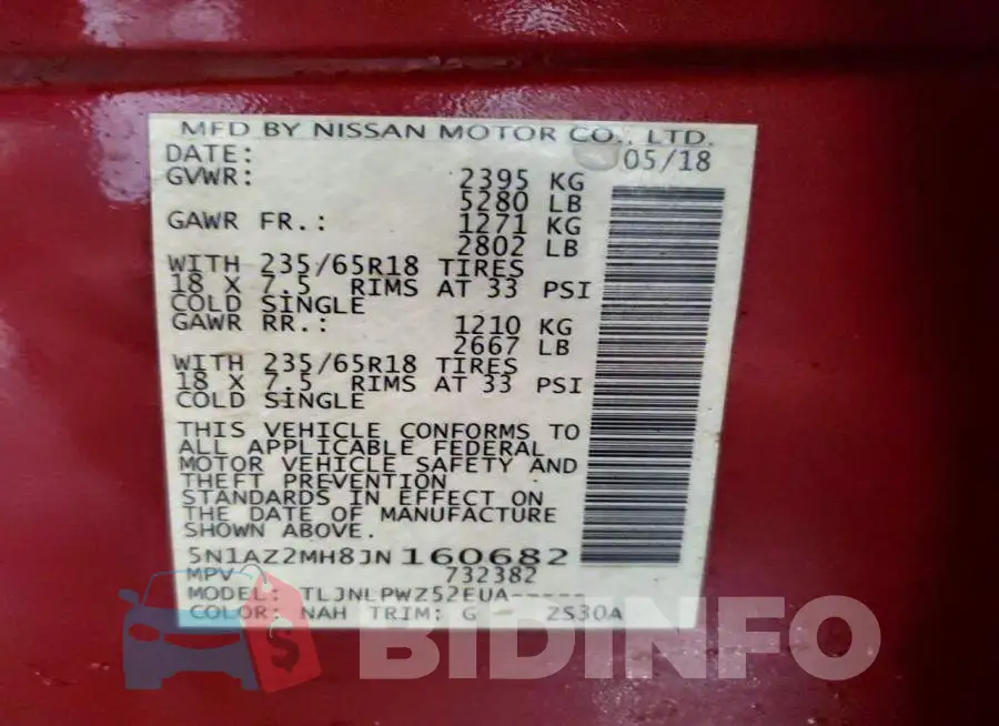 5N1AZ2MH8JN160682 Photo# 13
