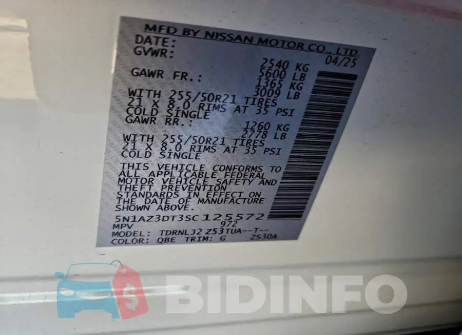 5N1AZ3DT3SC125572 Photo# 13