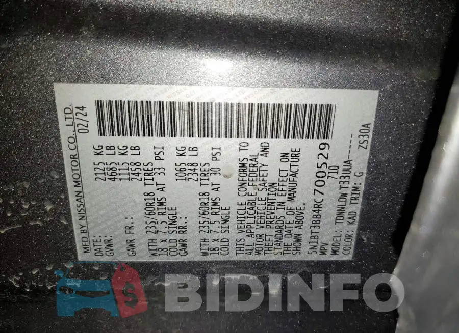 5N1BT3BB4RC700529 Photo# 13