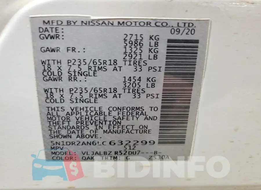5N1DR2AN6LC632299 Photo# 13
