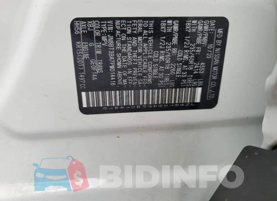 JN8BT3BA7PW014416 Photo# 13