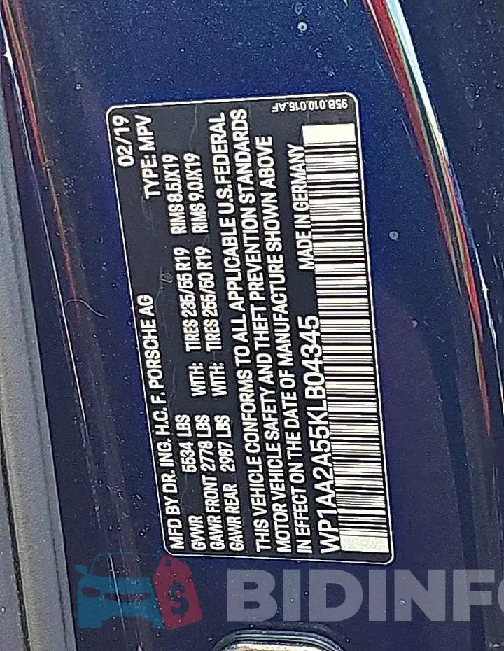 WP1AA2A55KLB04345 Photo# 10