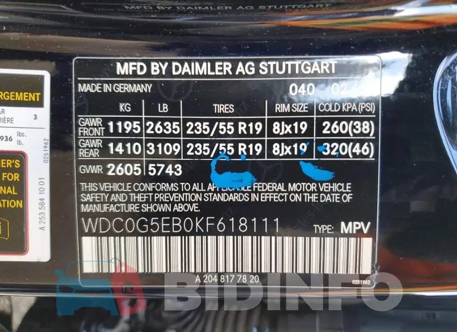 WDC0G5EB0KF618111 Photo# 13