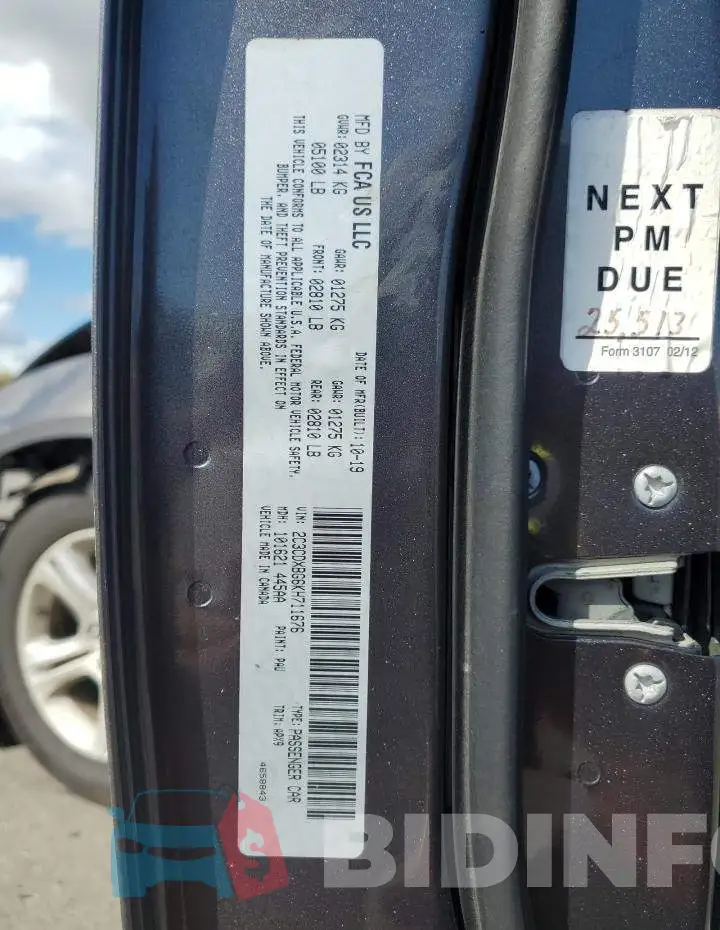 2C3CDXBG6KH711676 Photo# 12