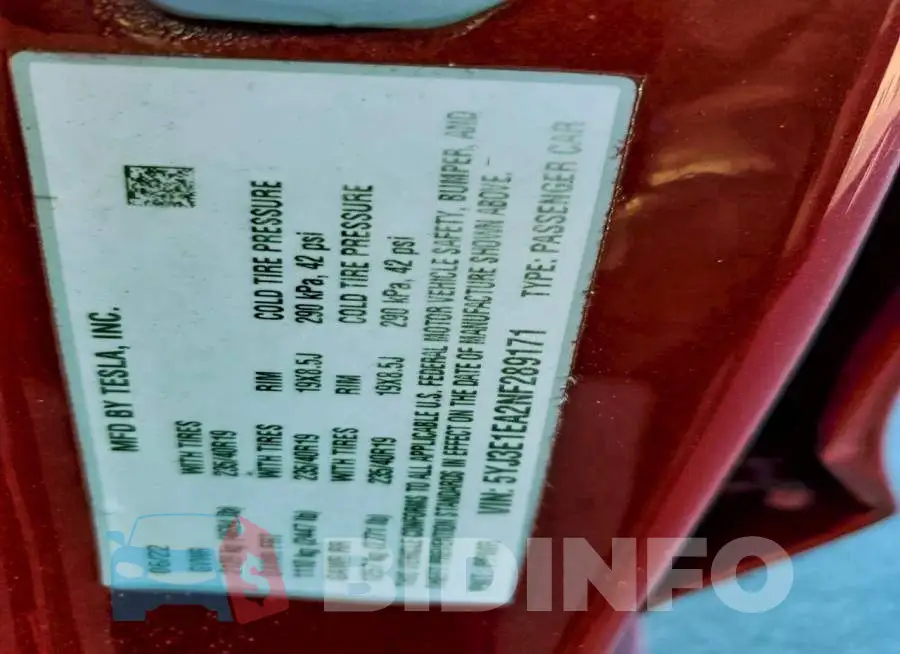 5YJ3E1EA2NF289171 Photo# 12