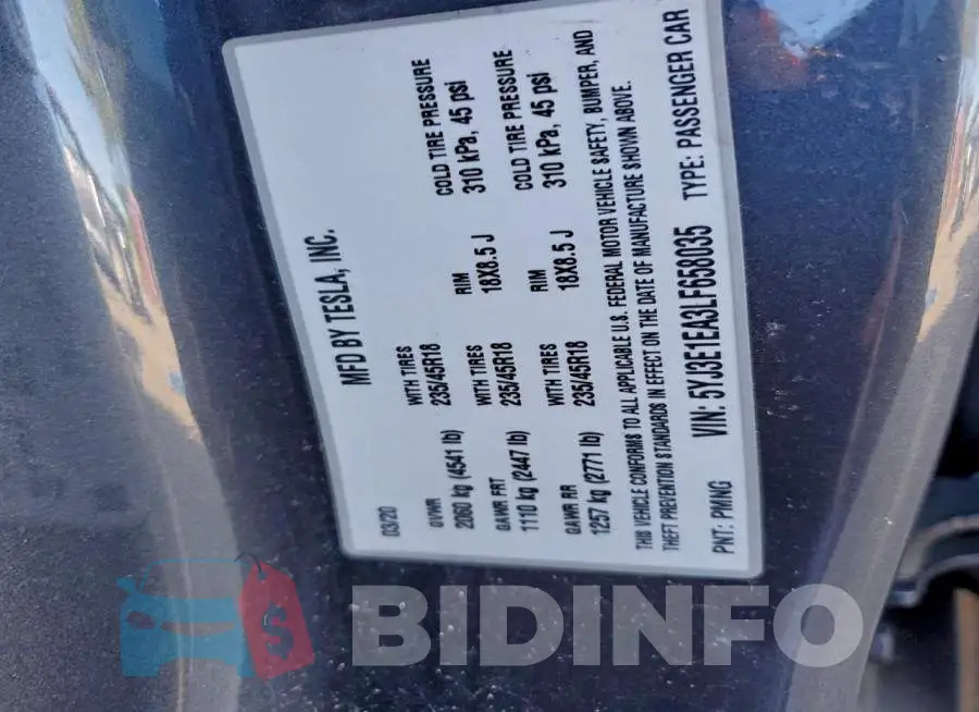 5YJ3E1EA3LF658035 Photo# 12