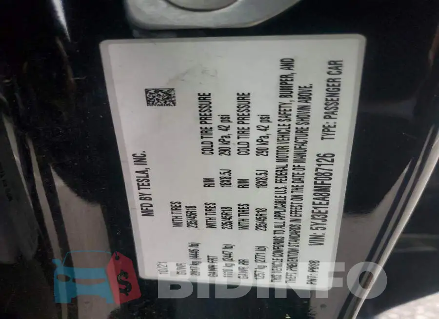 5YJ3E1EA8MF087126 Photo# 12