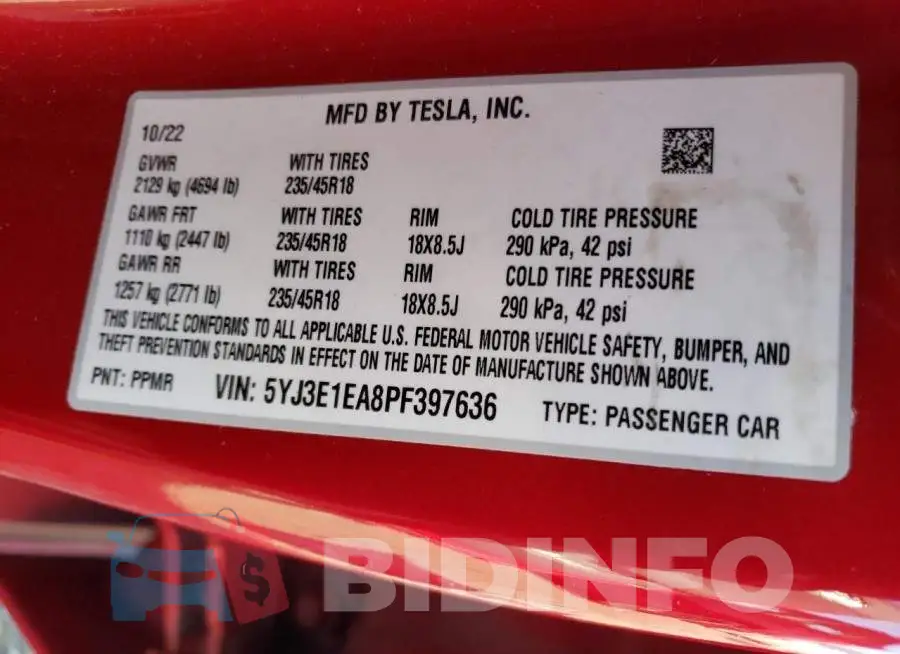 5YJ3E1EA8PF397636 Photo# 12