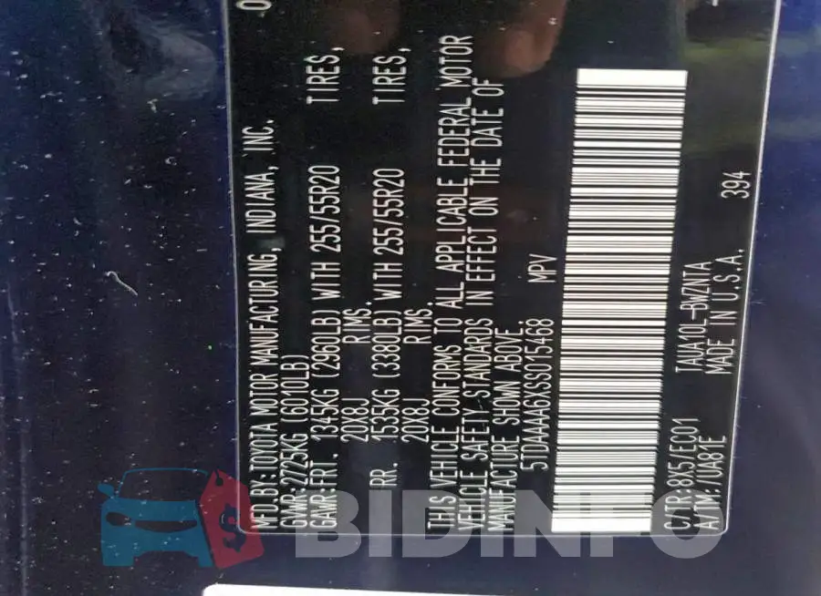 5TDAAAA6XSS015468 Photo# 12