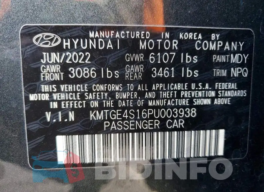 KMTGE4S16PU003938 Photo# 12