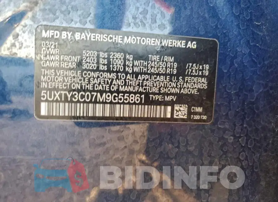 5UXTY3C07M9G55861 Photo# 13