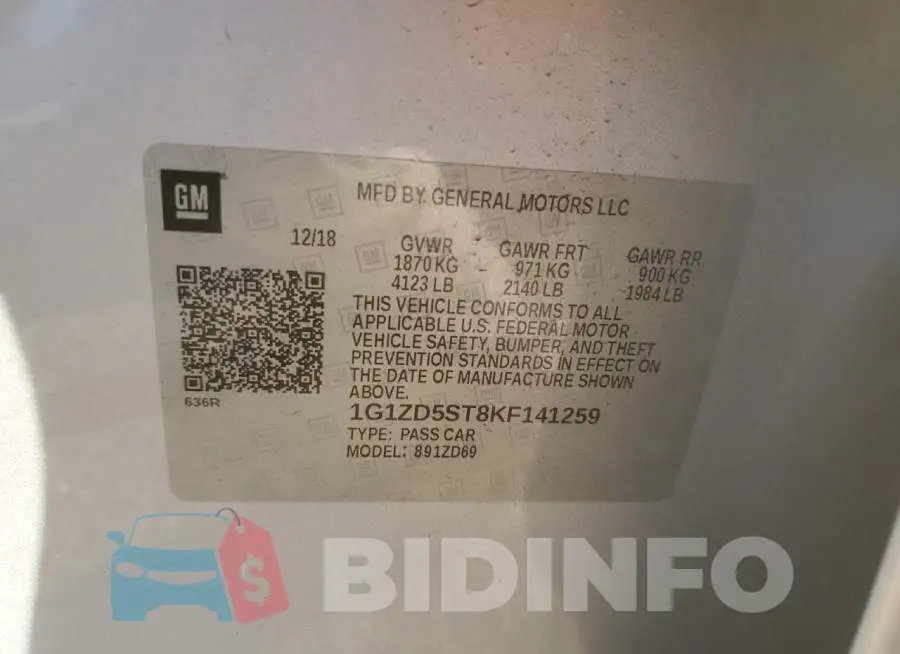 1G1ZD5ST8KF141259 Photo# 12