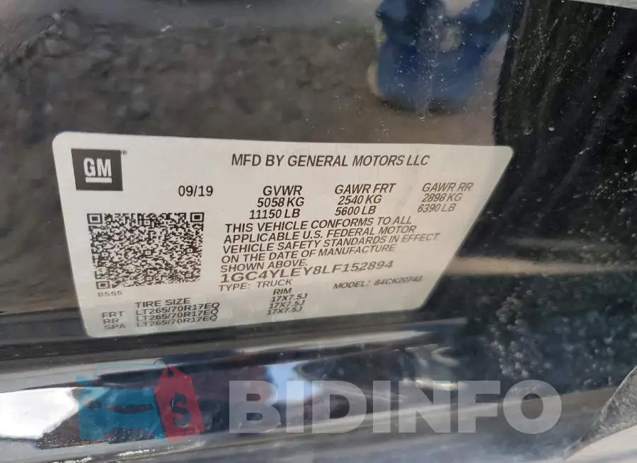 1GC4YLEY8LF152894 Photo# 13