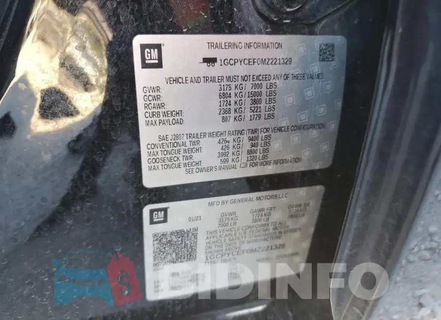 1GCPYCEF0MZ221329 Photo# 12