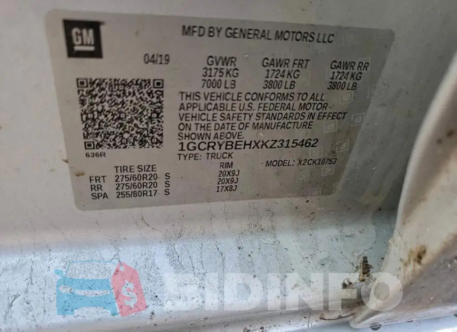 1GCRYBEHXKZ315462 Photo# 12