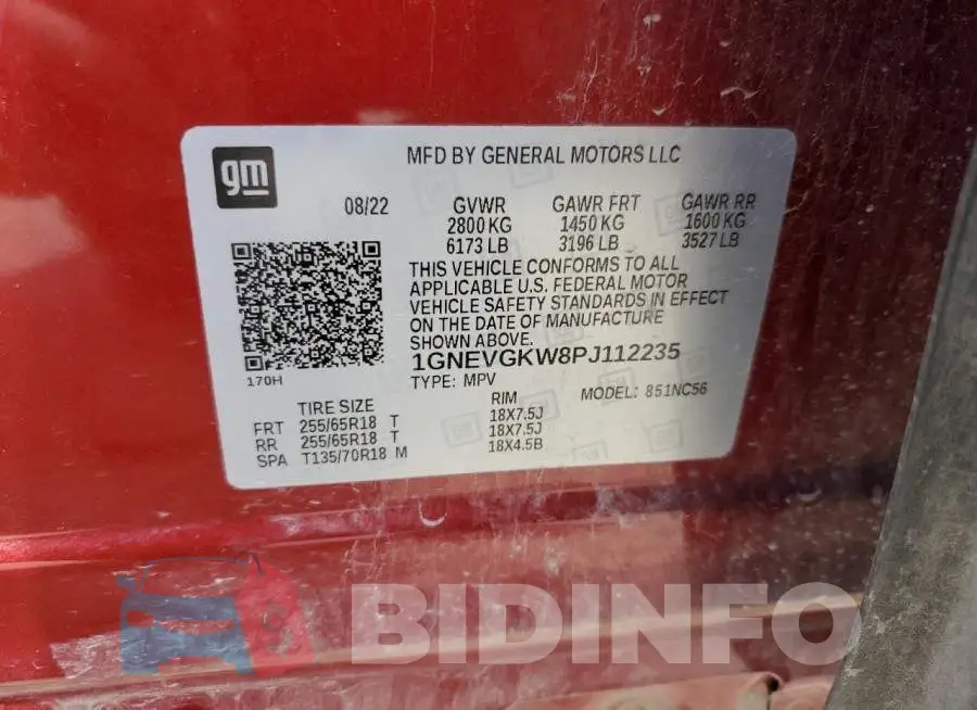 1GNEVGKW8PJ112235 Photo# 14
