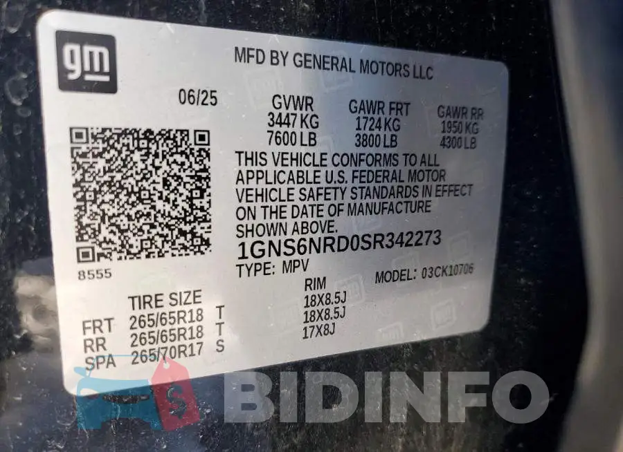 1GNS6NRD0SR342273 Photo# 14