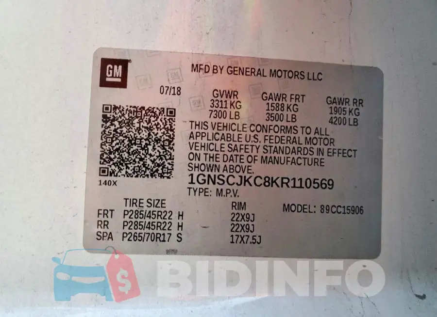1GNSCJKC8KR110569 Photo# 13