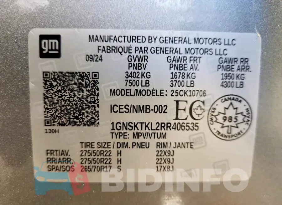 1GNSKTKL2RR406535 Photo# 14