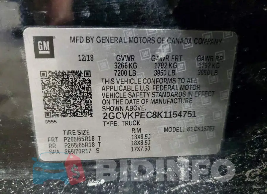 2GCVKPEC8K1154751 Photo# 12