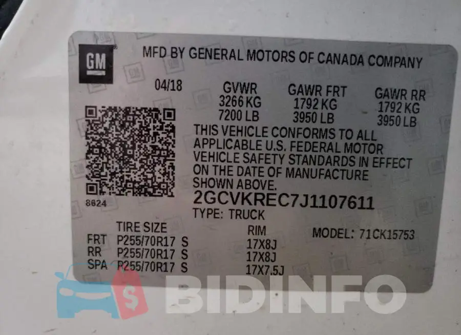 2GCVKREC7J1107611 Photo# 12