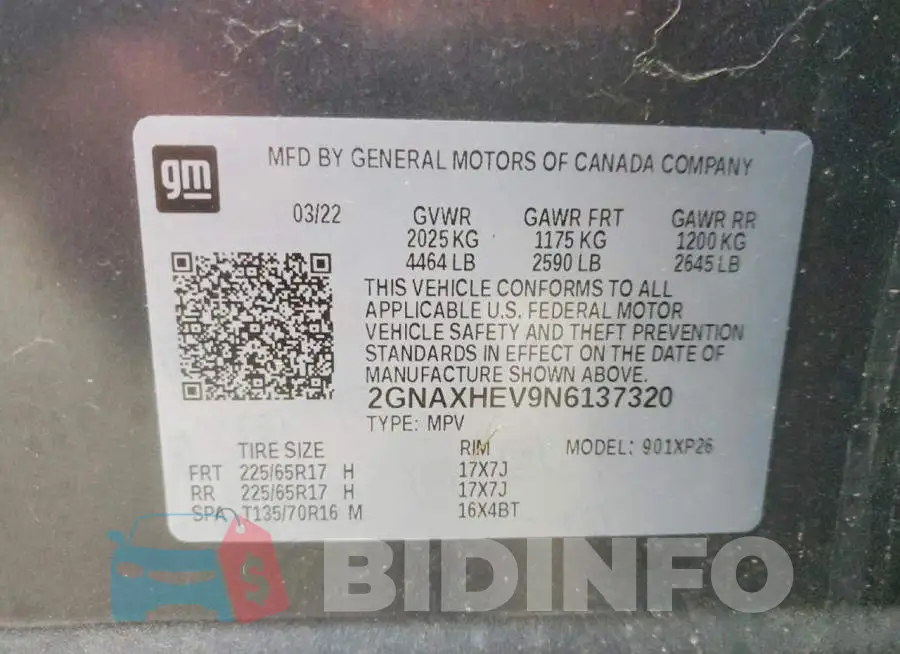 2GNAXHEV9N6137320 Photo# 13