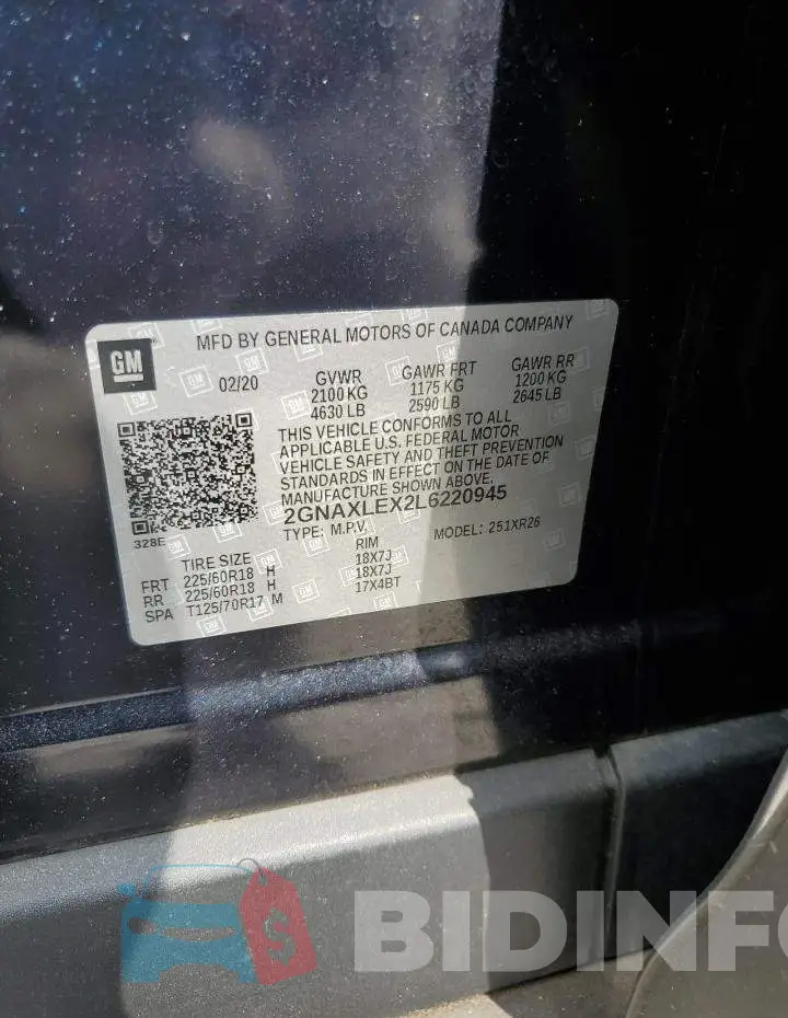 2GNAXLEX2L6220945 Photo# 13