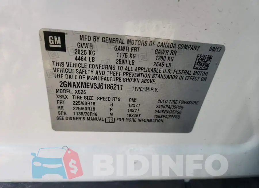 2GNAXMEV3J6186211 Photo# 13